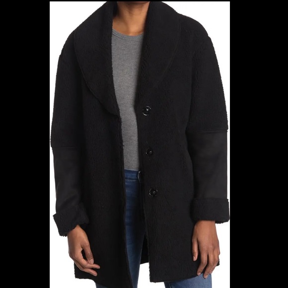 NEW Kensie Faux Shearling Shawl Collar Coat - Picture 1 of 4